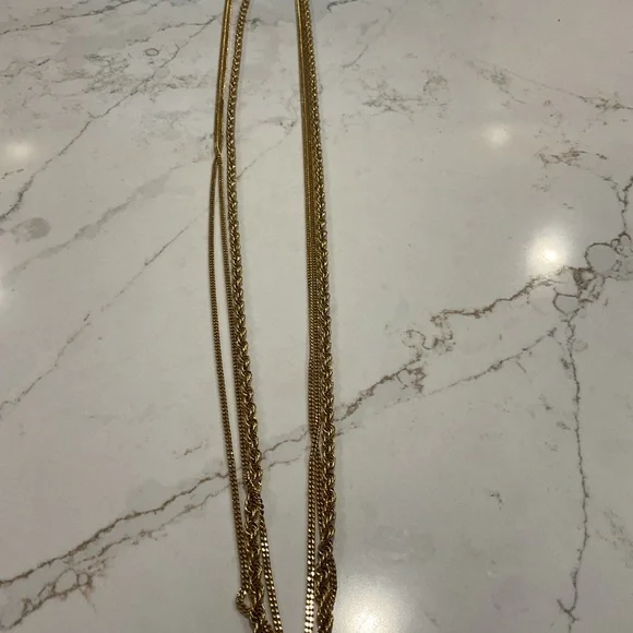 Vintage Monet Elegant Gold 3 strand Necklace 26” - Picture 5 of 5
